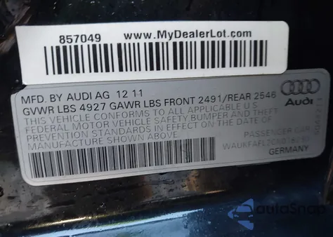 2012 Audi A4 2.0T Premium из США, поврежденный, VIN WAUKFAFL2CN018230